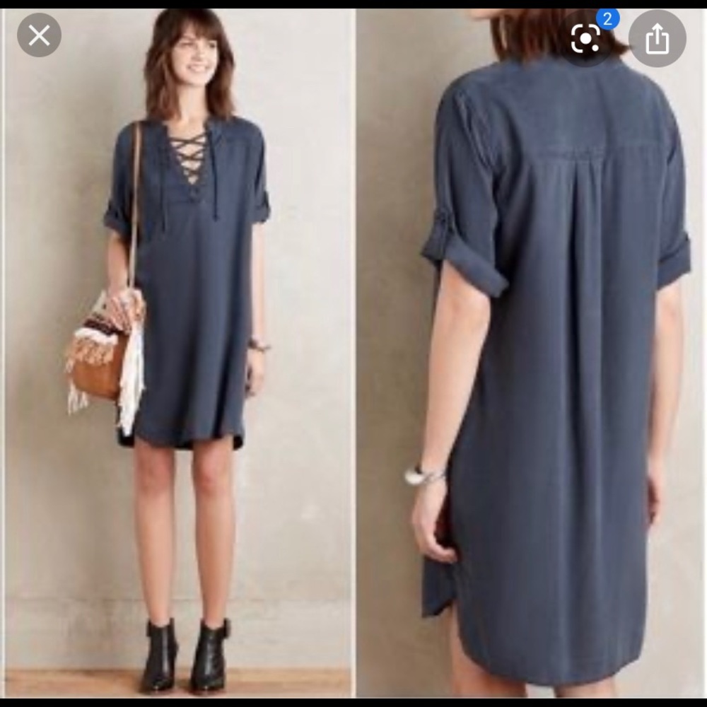 Cloth and Stone Anthropologie Gray Chambray Dress